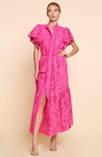 Isabella Cotton Eyelet Maxi Shirtdress