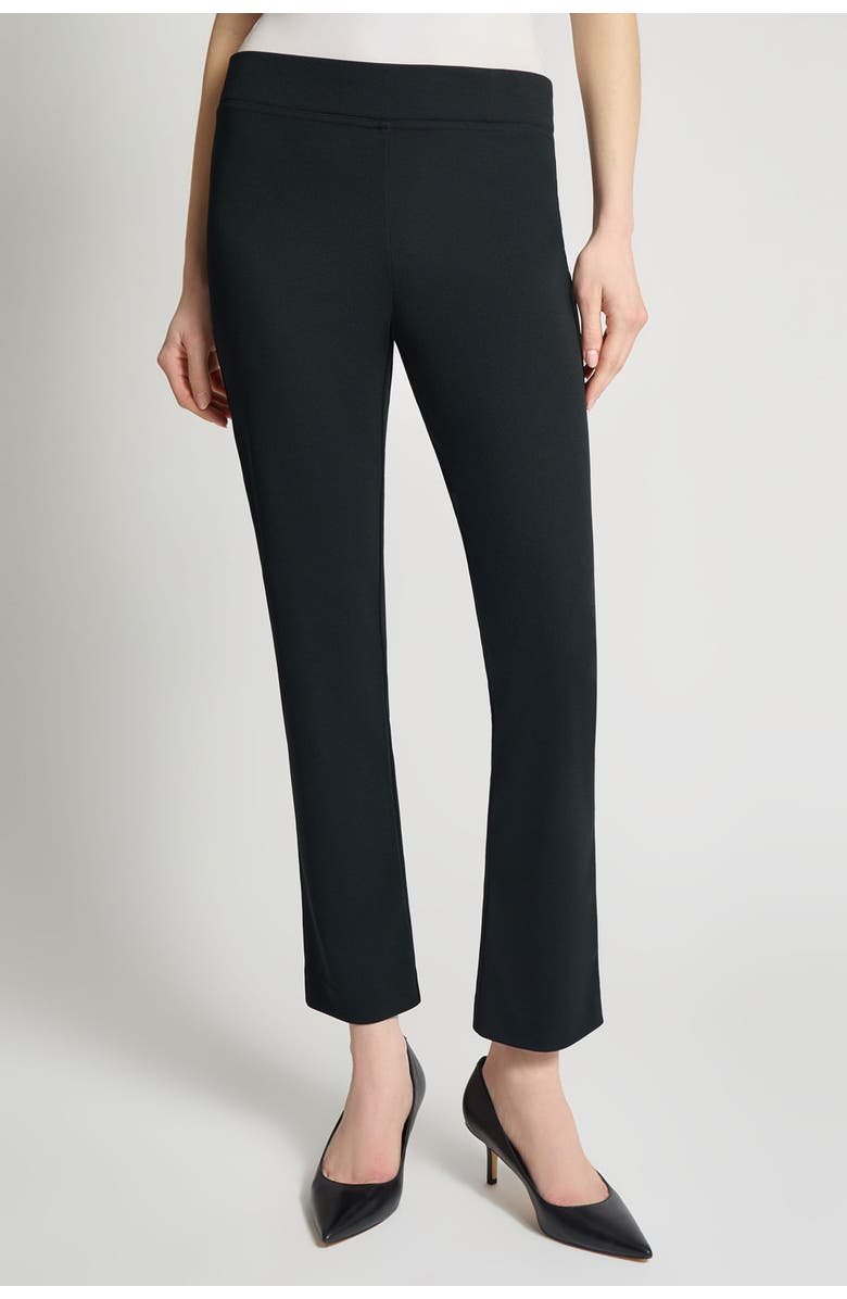 Ming Wang Stretch Deco Crepe Straight-Leg Pants, Main, color, Black