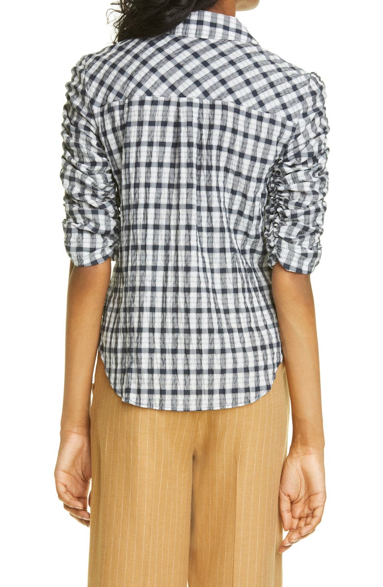 Veronica Beard Porta Check Seersucker Shirt, Alternate, color,
