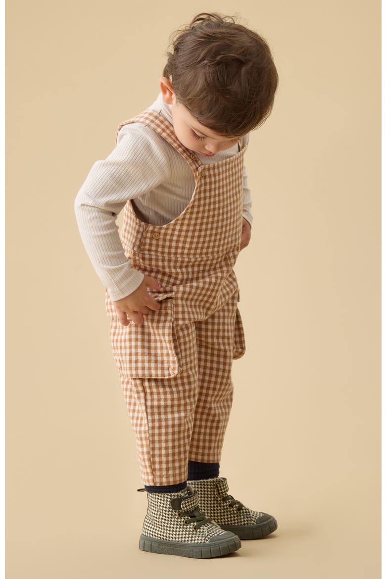 Checked Dungarees, Alternate, color, Burro & Oat Milk