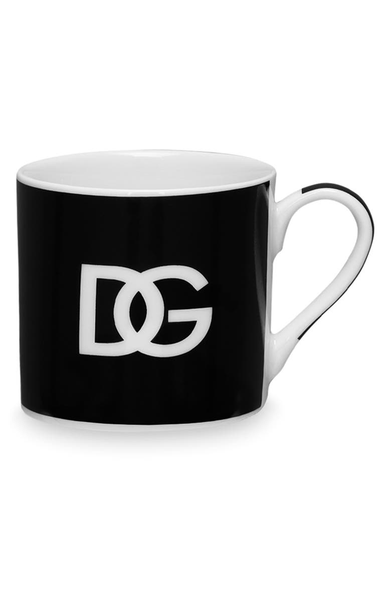 Dolce&Gabbana DG Logo Set of 2 Espresso Cups & Saucers, Alternate, color, Black