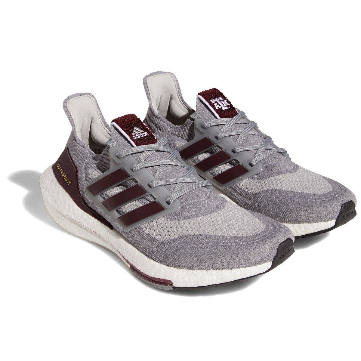 adidas Gray/Maroon Texas A&M Aggies Ultraboost 21 Running Shoe, Alternate, color, 