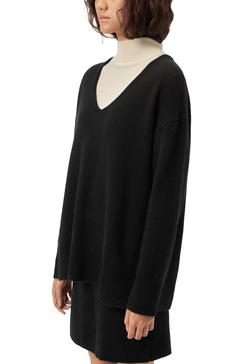 Relaxed-Fit Cashmere V-Neck Sweater, Alternate, color, black