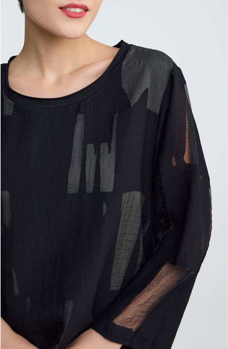 LUUKAA Selindra Sheer Jacquard Blouse, Alternate, color, Khaki Black