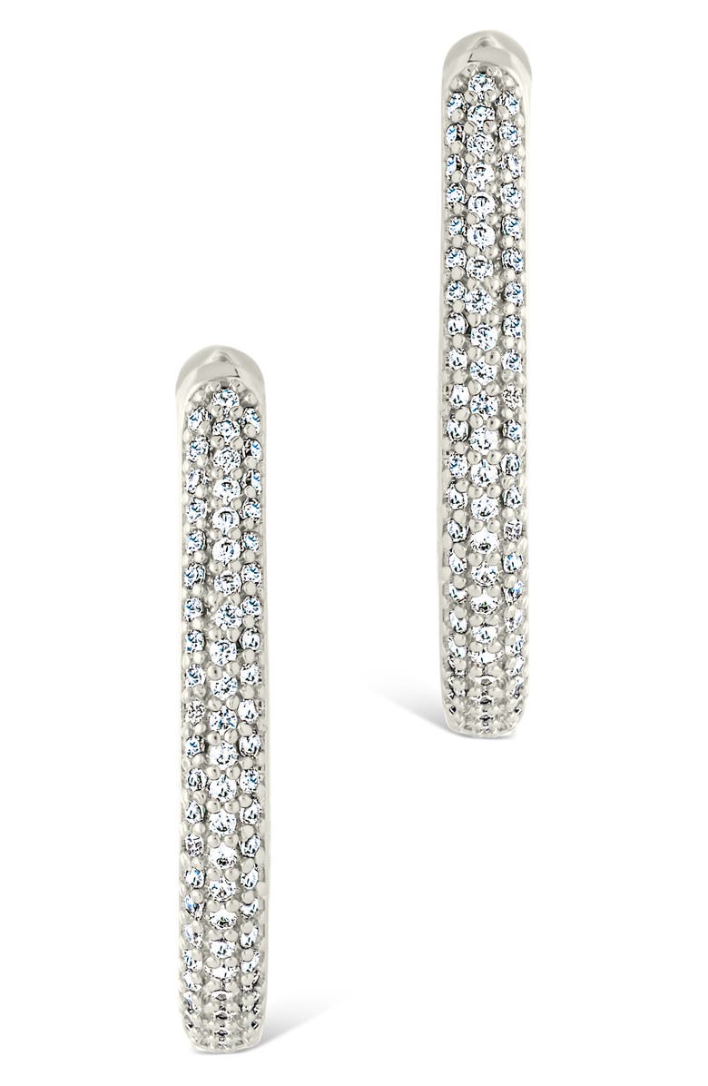 Sterling Forever Mallory Pavè Cubic Zirconia Hoop Earrings, Alternate, color, 