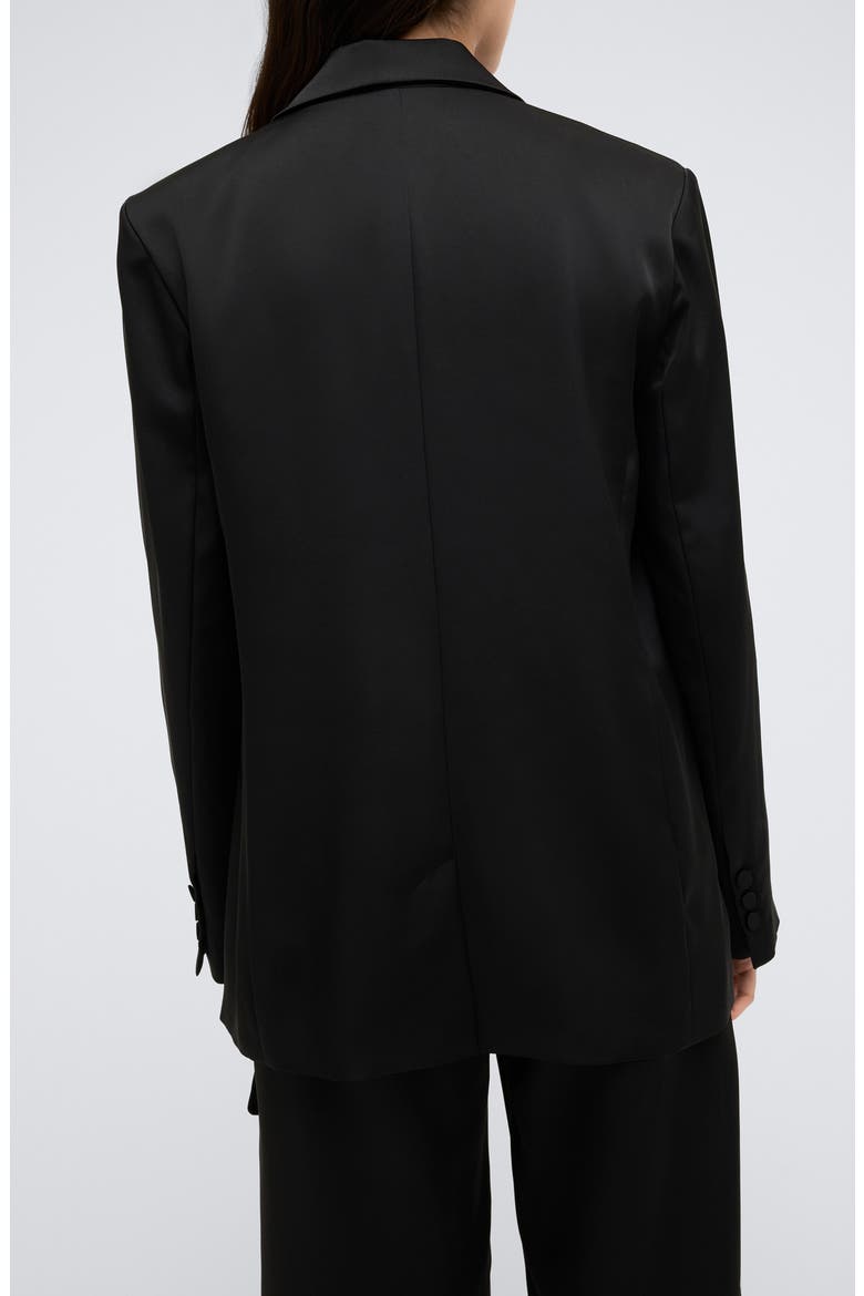 One-Button Satin Blazer, Alternate, color, BLACK