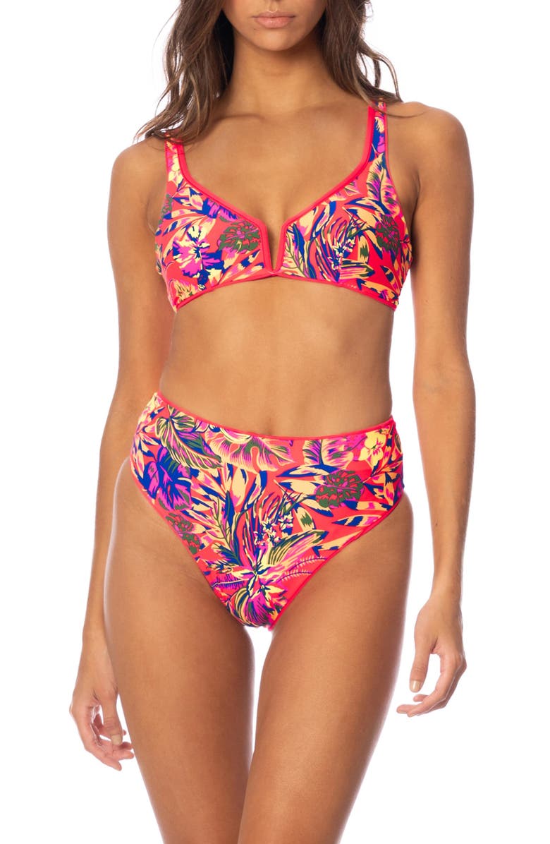 Maaji Cheery Red Victory Reversible Bikini Top, Alternate, color, 