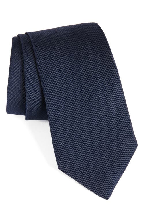 David Donahue Stripe Silk Tie in Midnight 