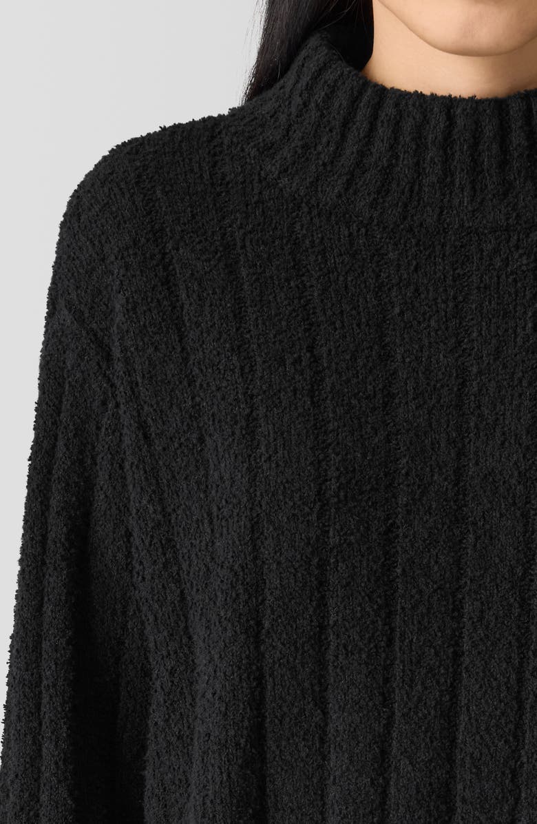 Eileen Fisher Mock Neck Ribbed Sweater, Alternate, color, Black