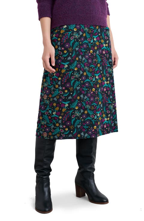 Forest View Floral Organic Cotton Corduroy A-Line Skirt