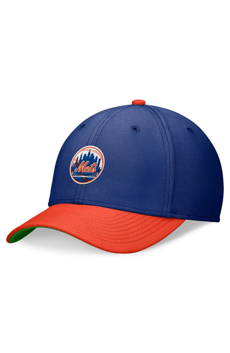 Nike Men's Nike Royal/Orange New York Mets Cooperstown Collection Rewind Swooshflex Performance Hat, Main, color, Royal