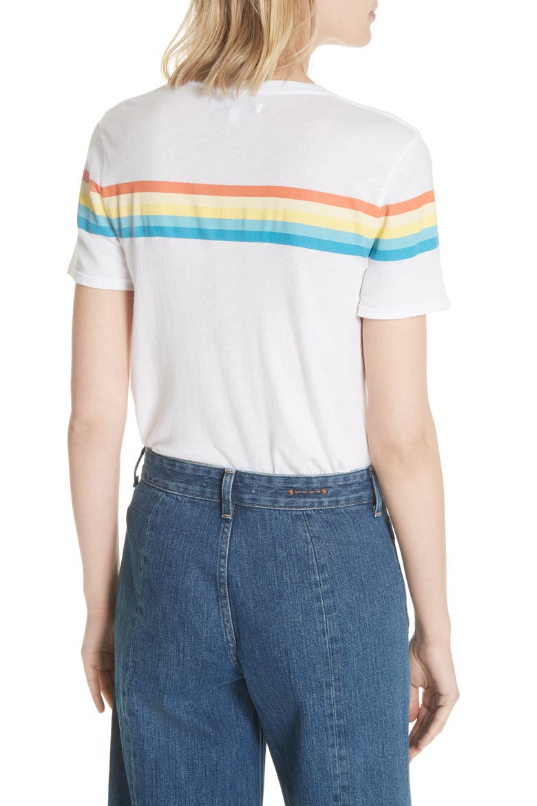 Rainbow Stripe Tee, Alternate, color, WHITE