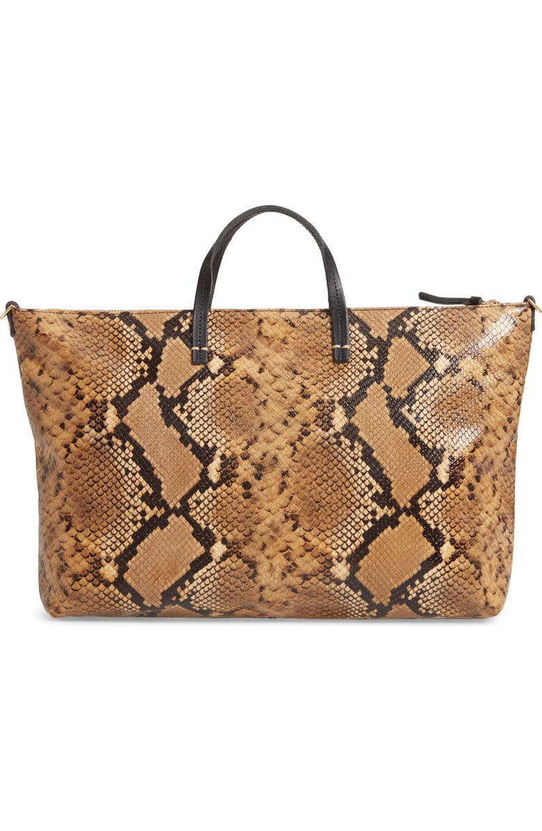 Clare V. Attache Snake Embossed Goatskin Leather Tote, Alternate, color,