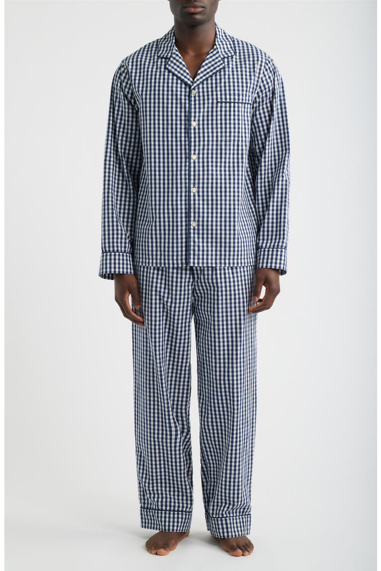 Poplin Woven Pajama Set, Main, color, NAVY LAURENT GINGHAM