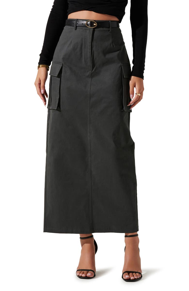 ASTR the Label High Waist Cargo Maxi Skirt, Main, color,