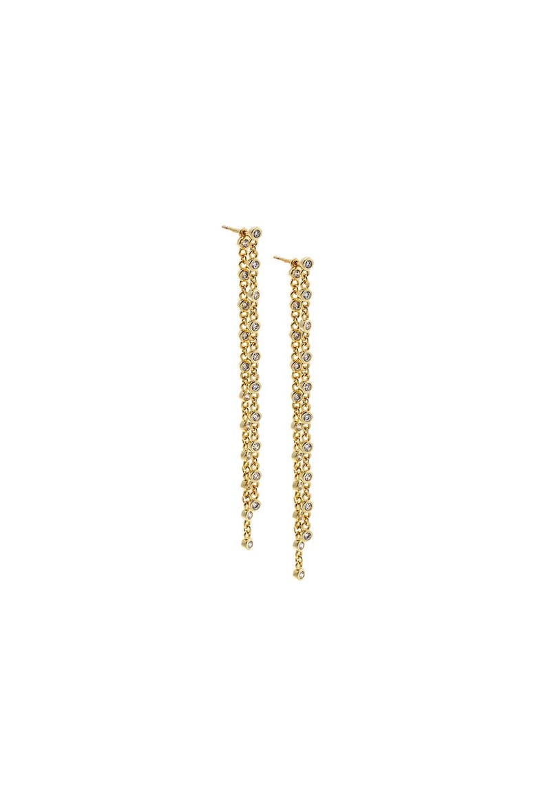CZ Bezeled Double Chain Drop Earring, Main, color, Gold