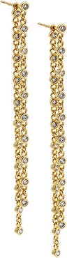 BY ADINA EDEN CZ Bezeled Double Chain Drop Earring