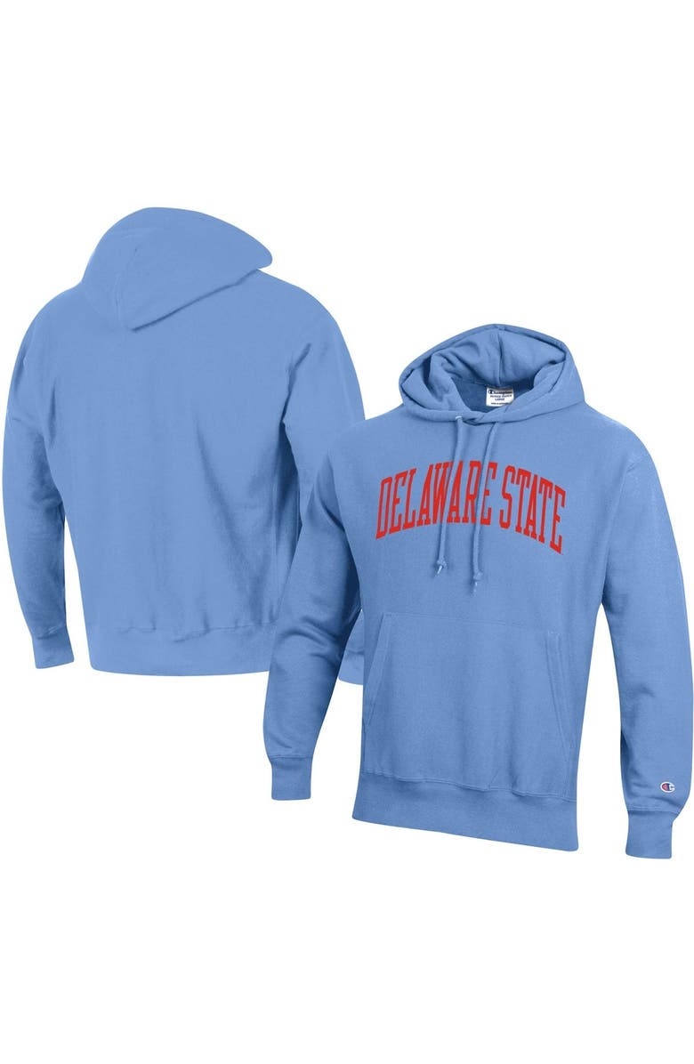 Champion Men's Champion Light Blue Delaware State Hornets Tall Arch Pullover Hoodie, Main, color, 