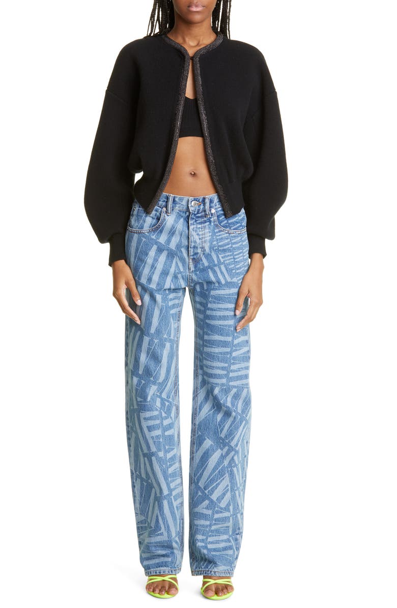 Alexander Wang Crystal Placket Wool Blend Crop Cardigan, Alternate, color, 