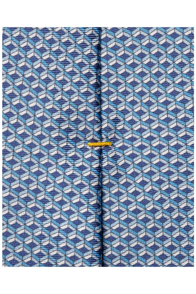 Blue Geometric Print Silk Twill Tie, Alternate, color, BLUE