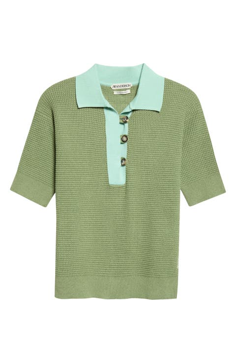 Cotton & Cashmere Blend Polo Sweater