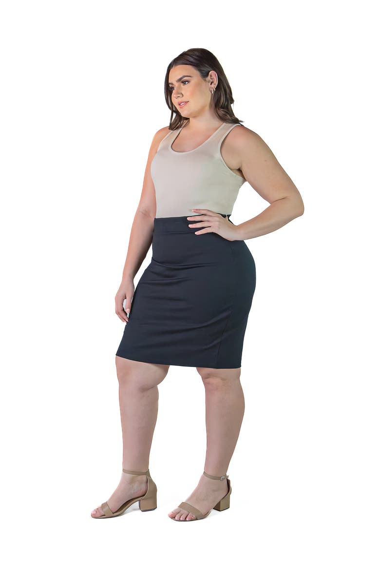 Solid Color Elastic Waist Stretch Skirt, Alternate, color, BLACK