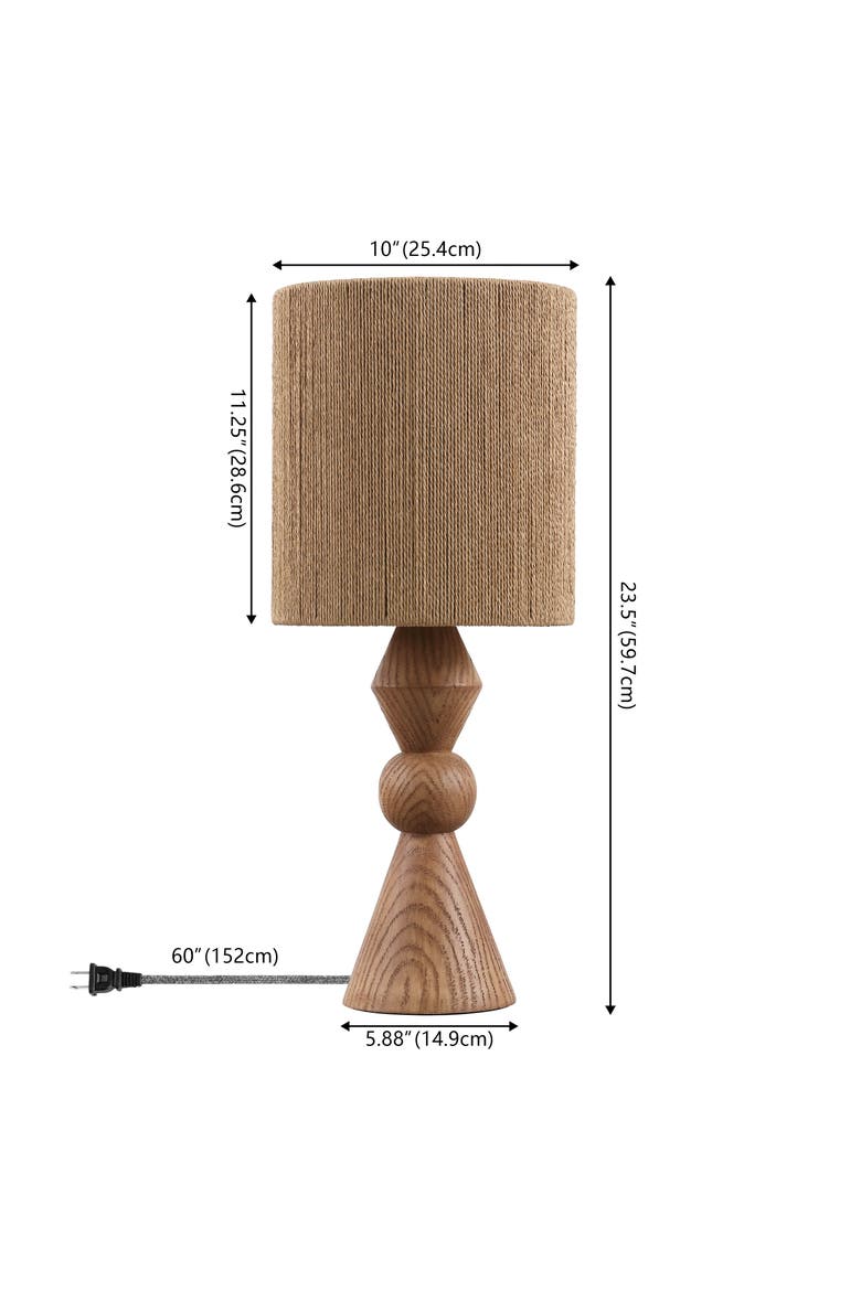 Orbic Taper Cottage Resin/Metal LED Table Lamp with Paper Rope Shade, Alternate, color, Brown Wood Finish