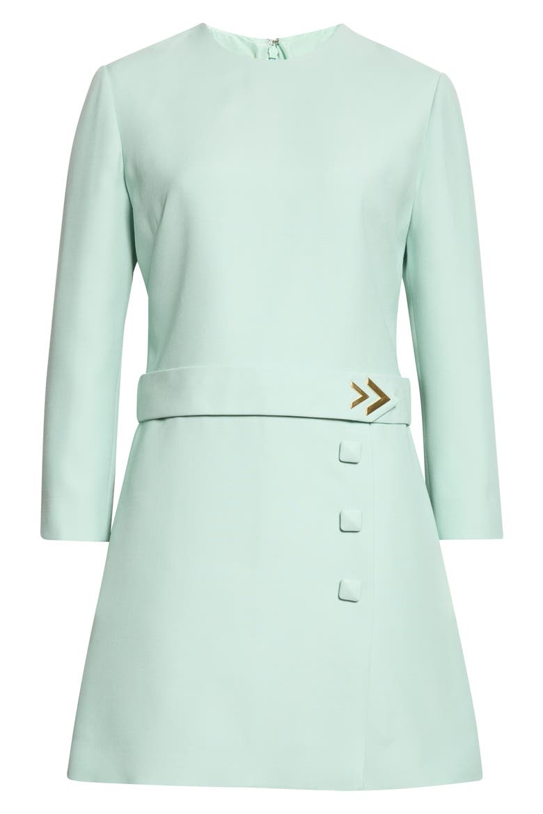 Belted VLOGO Wool & Silk Crepe Couture Minidress, Alternate, color, GREEN