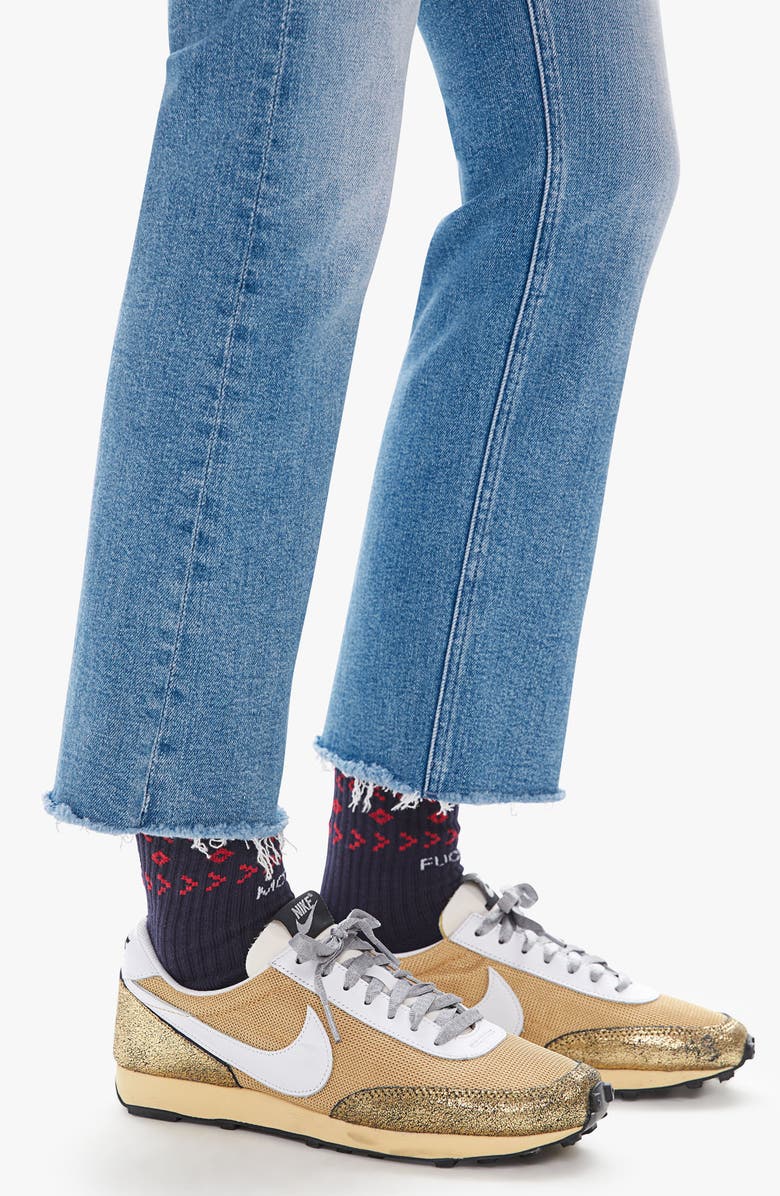 MOTHER The Tripper Ripped High Waist Fray Hem Ankle Jeans, Alternate, color, 