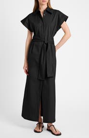 Santorelli Nisa Cap Sleeve Poplin Shirt Dress
