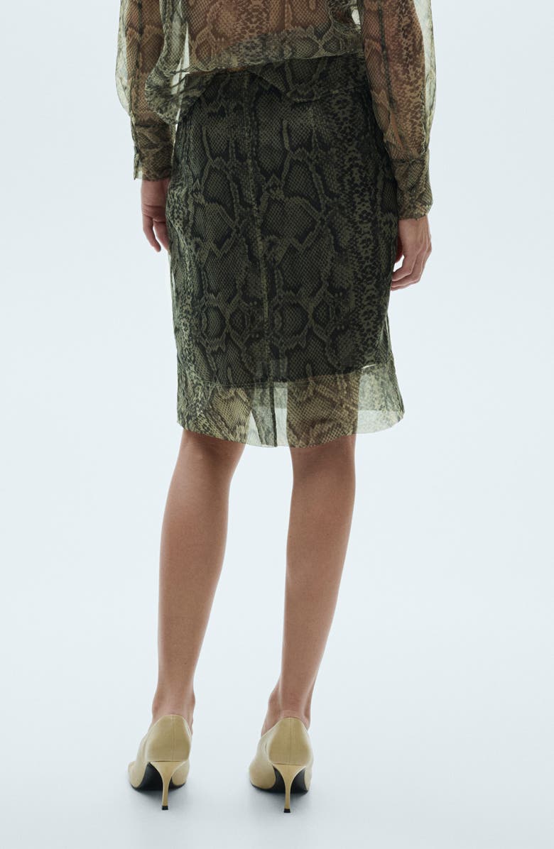MANGO Snakeskin Print Organza Pencil Skirt, Alternate, color, 