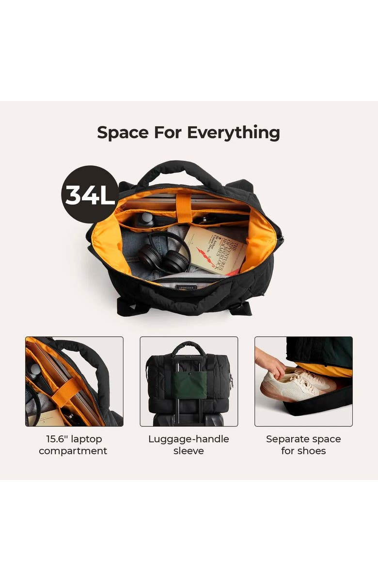 Bagsmart Paz 34L Laptop Duffle with Shoe Compartment, Alternate, color, Black
