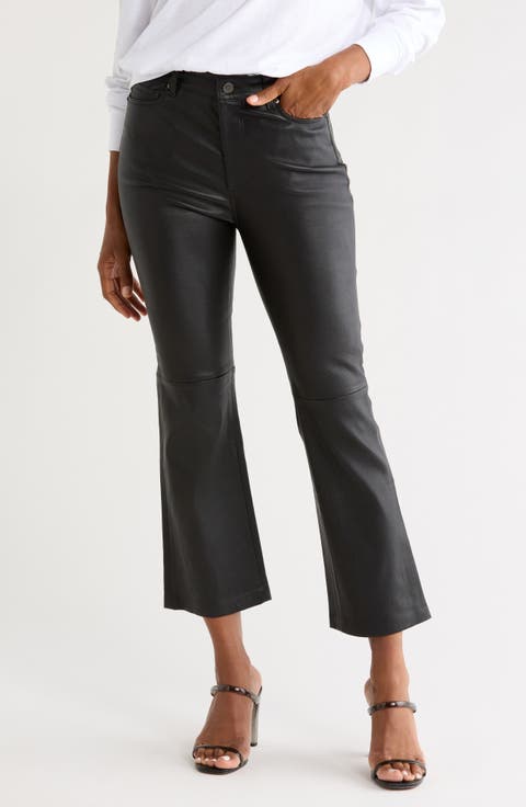 Farrah High Waist Crop Bootcut Leather Jeans