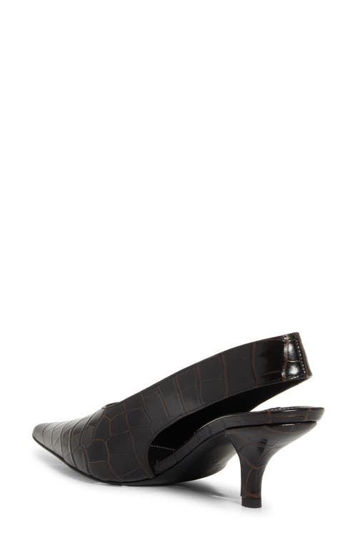 Totême Toteme Croc Embossed Pointed Toe Slingback Pump In Brown