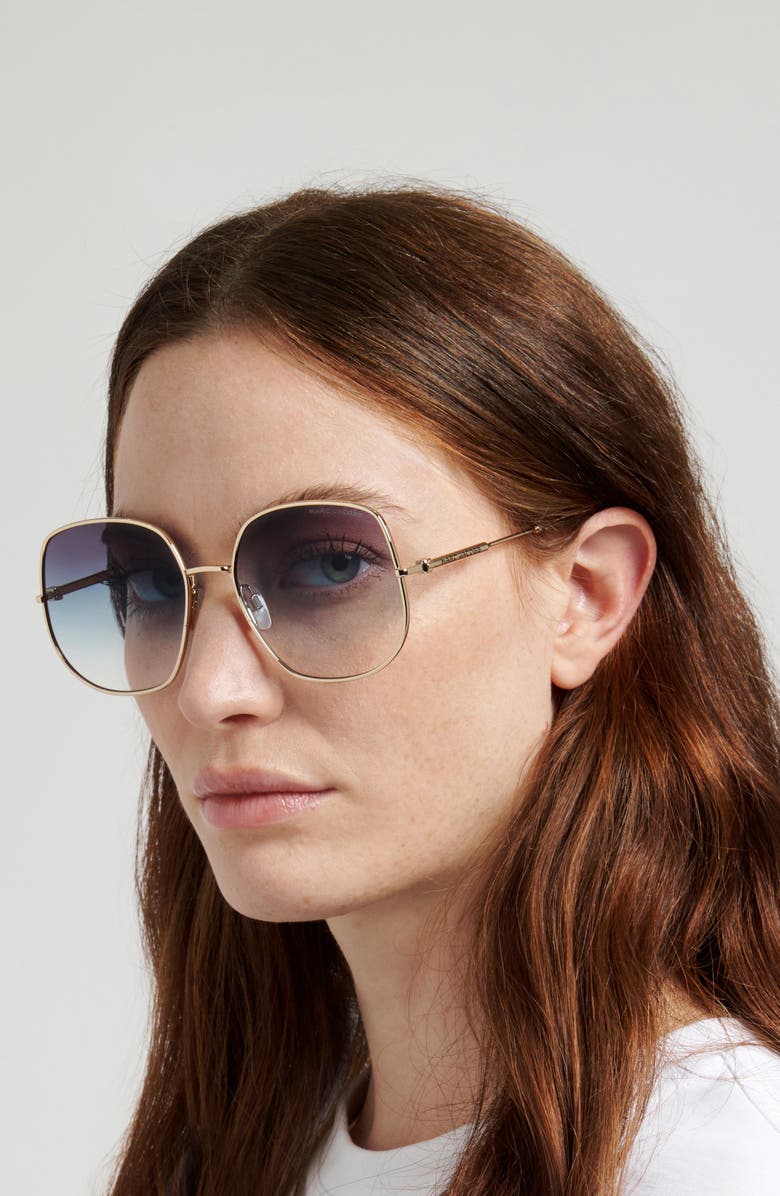 Marc Jacobs 59mm Gradient Square Sunglasses, Alternate, color, Gold Blue/ Grey Green