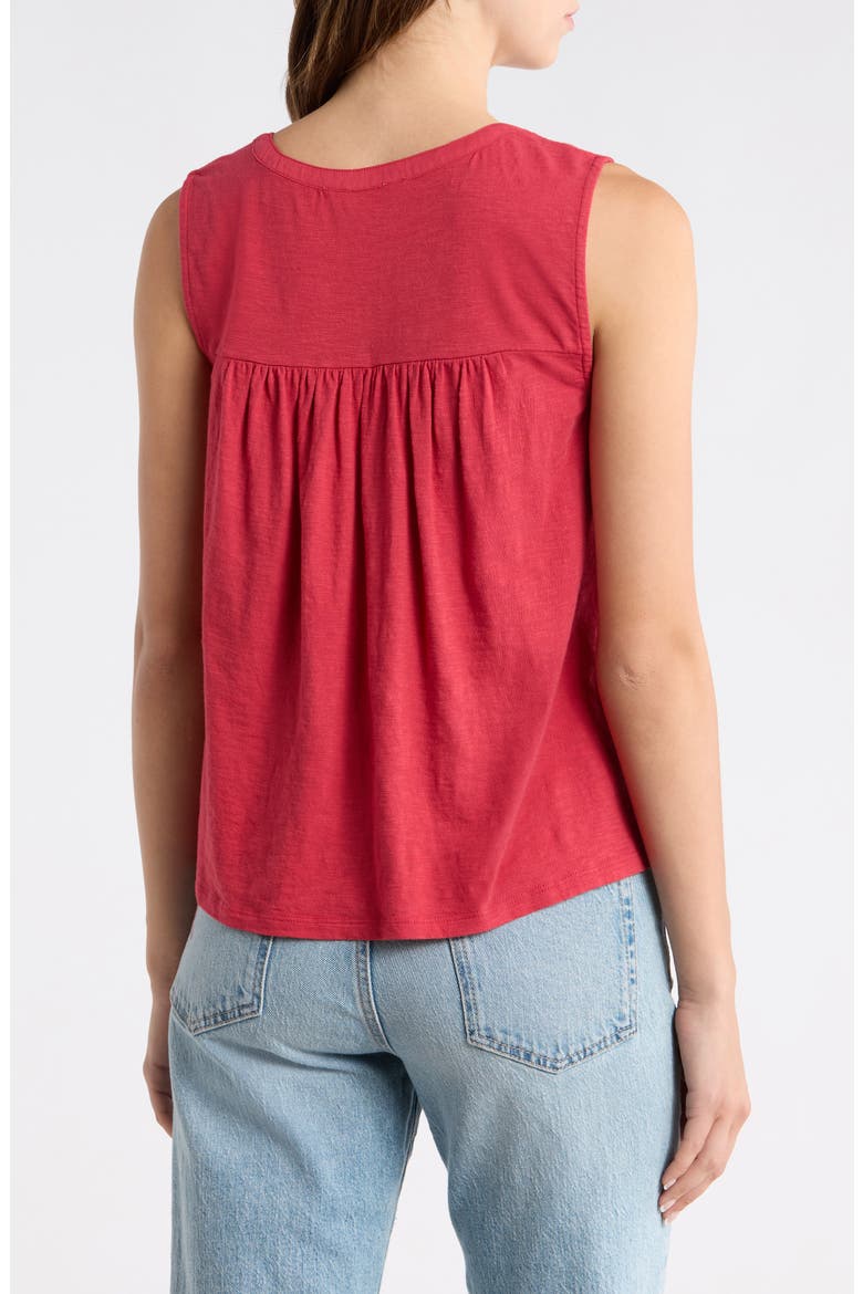 Lace Inset Cotton Button-Up Tank, Alternate, color, DEEP CLARET