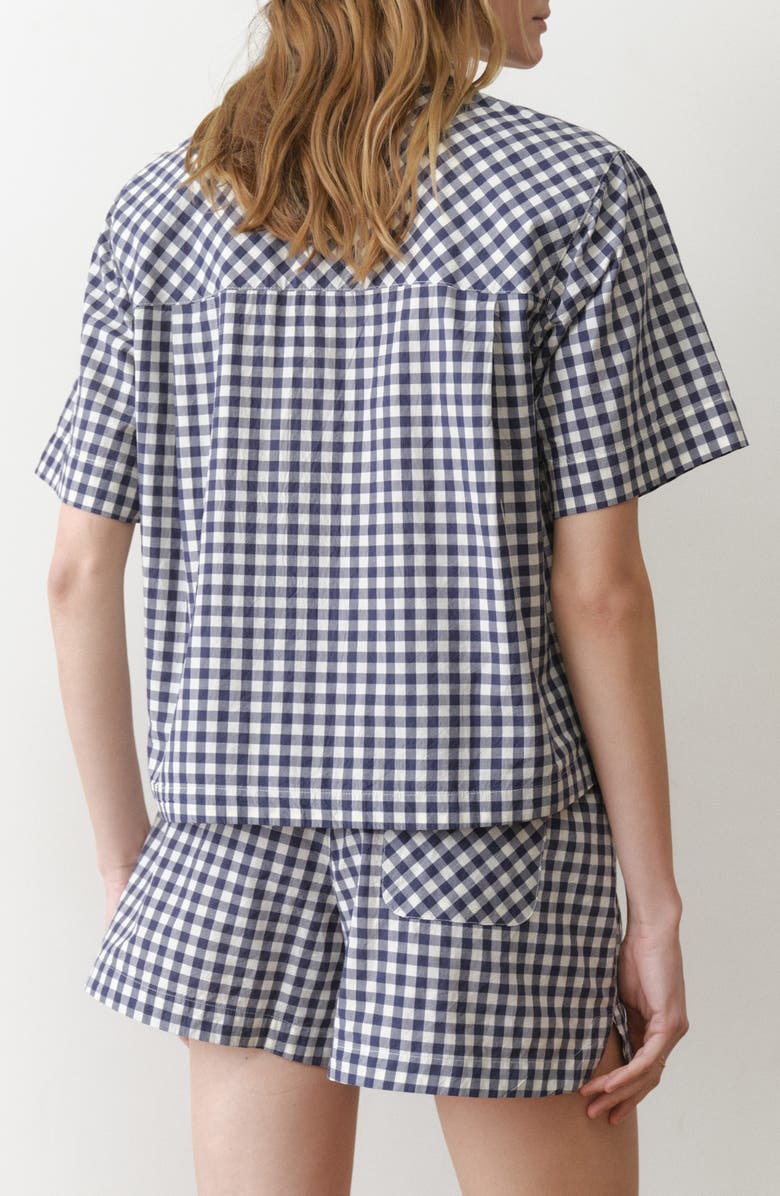 Marine Layer Bonnie Gingham Pima Cotton Poplin Button-Up Shirt, Alternate, color, Navy/ White Gingham