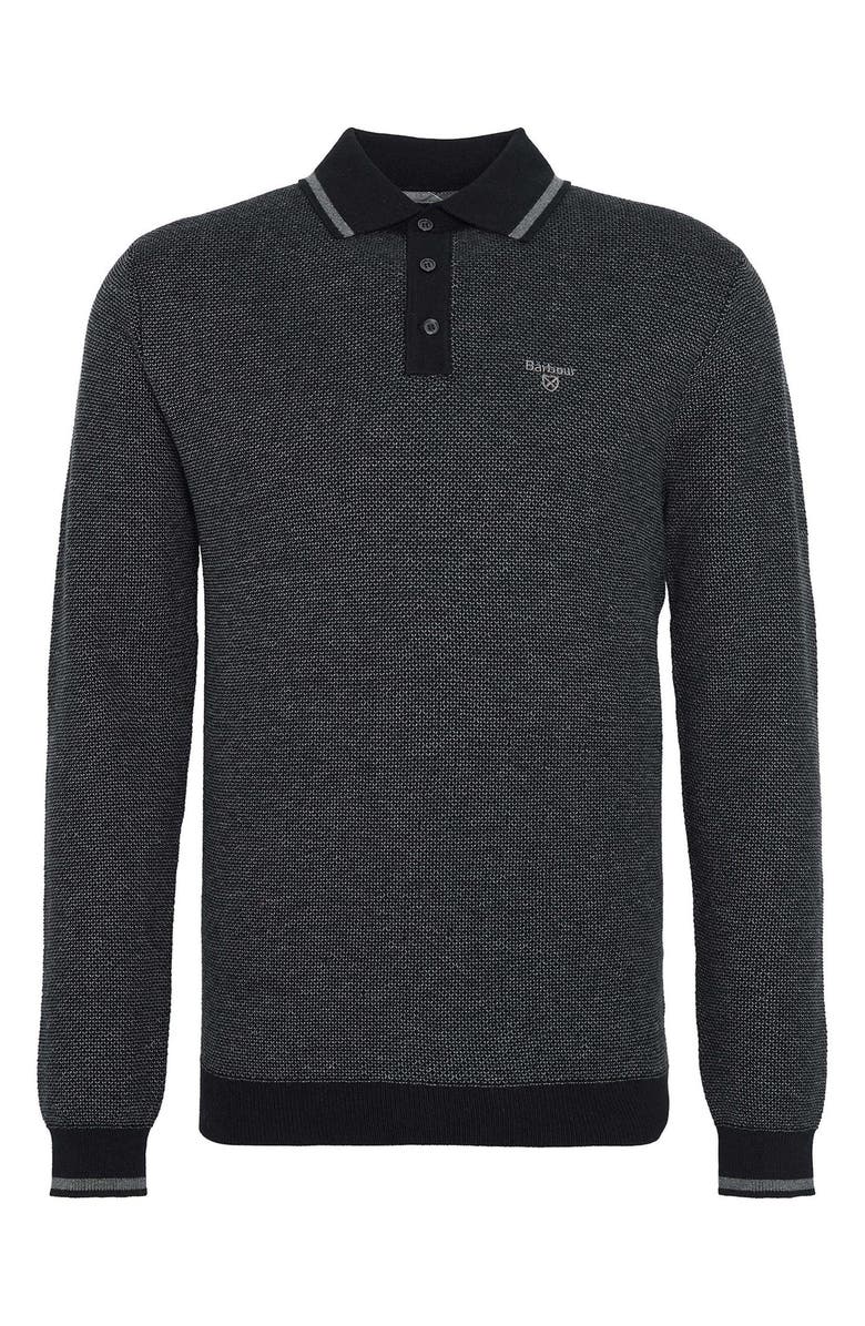 Barbour Hilden Textured Long Sleeve Cotton & Wool Polo, Alternate, color, 