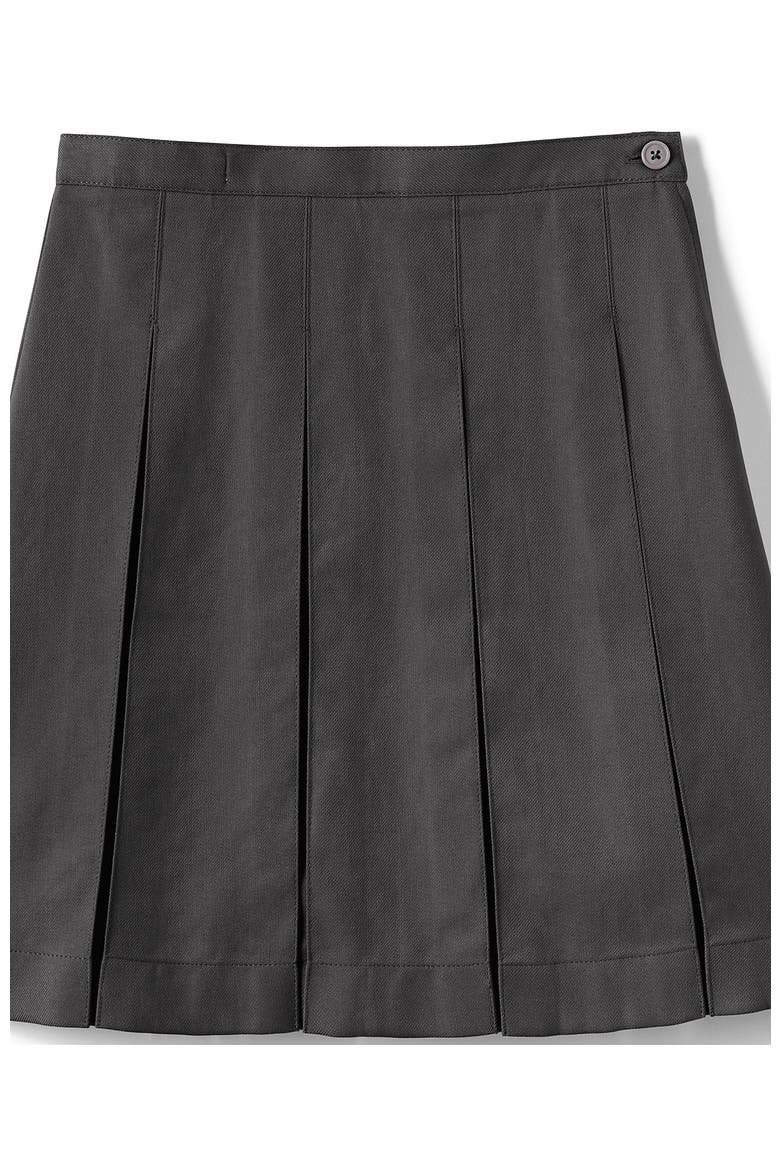 School Uniform Girls Solid Box Pleat Skirt Below The Knee, Alternate, color, Gray
