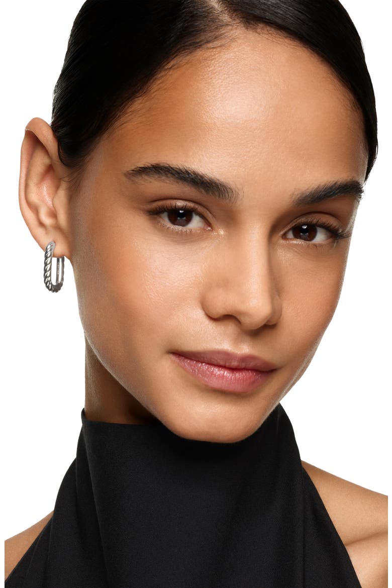 DY Madison® Cable Hoop Earrings in Sterling Silver, 24.3mm, Alternate, color, STERLING SILVER