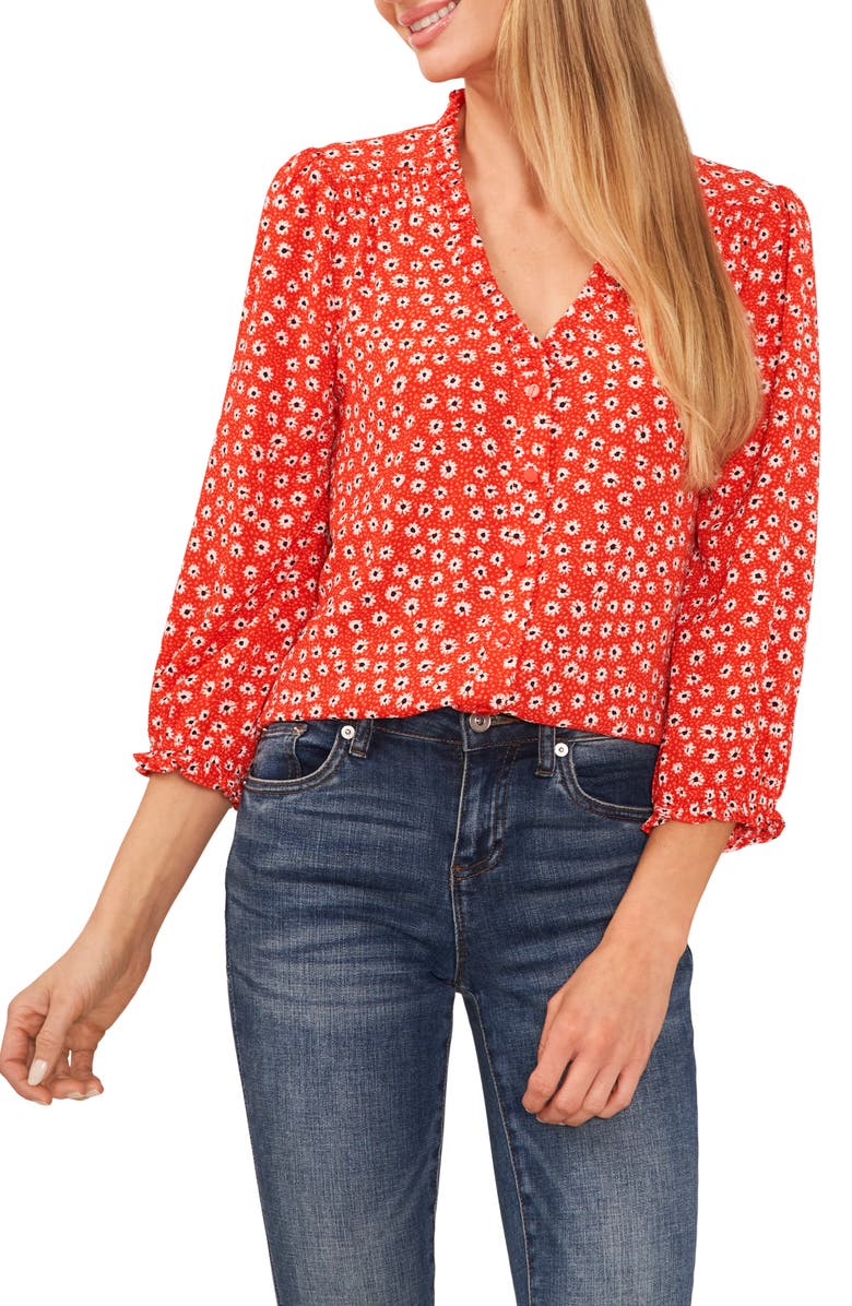 CeCe Floral Print Blouse, Main, color, 