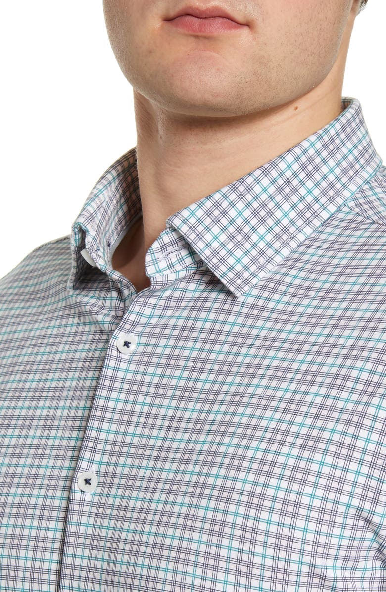 Stone Rose Slim Fit Plaid Button-Up Performance Shirt, Alternate, color, 