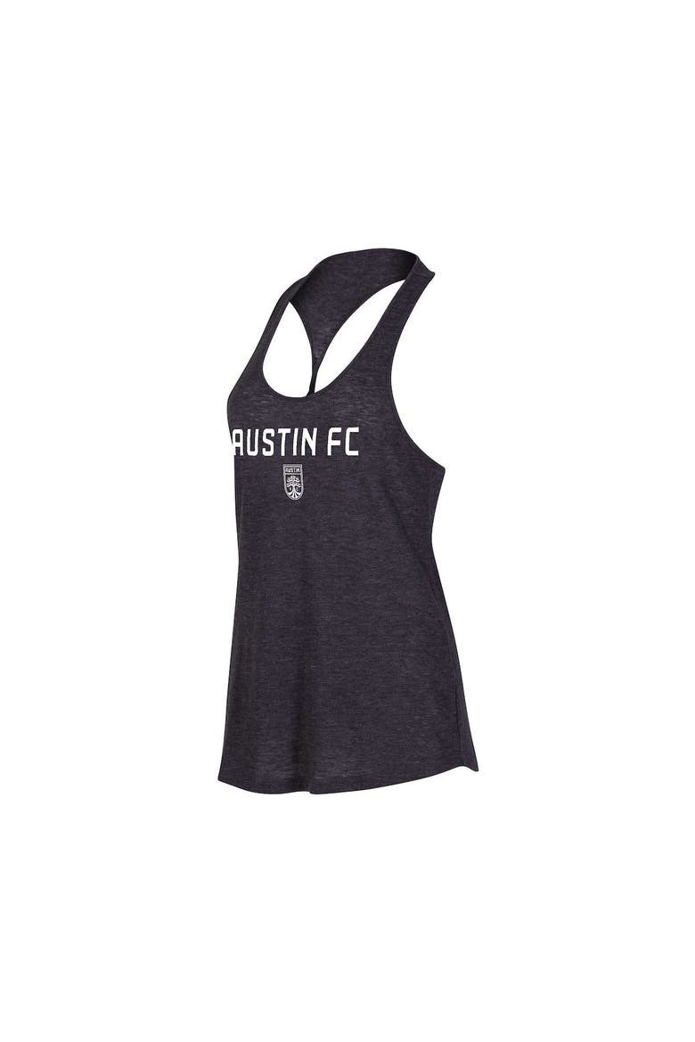 Women's Concepts Sport Heather Charcoal Austin FC Radiant Twist Back Scoop Neck Tank Top, Main, color, Heather Charcoal
