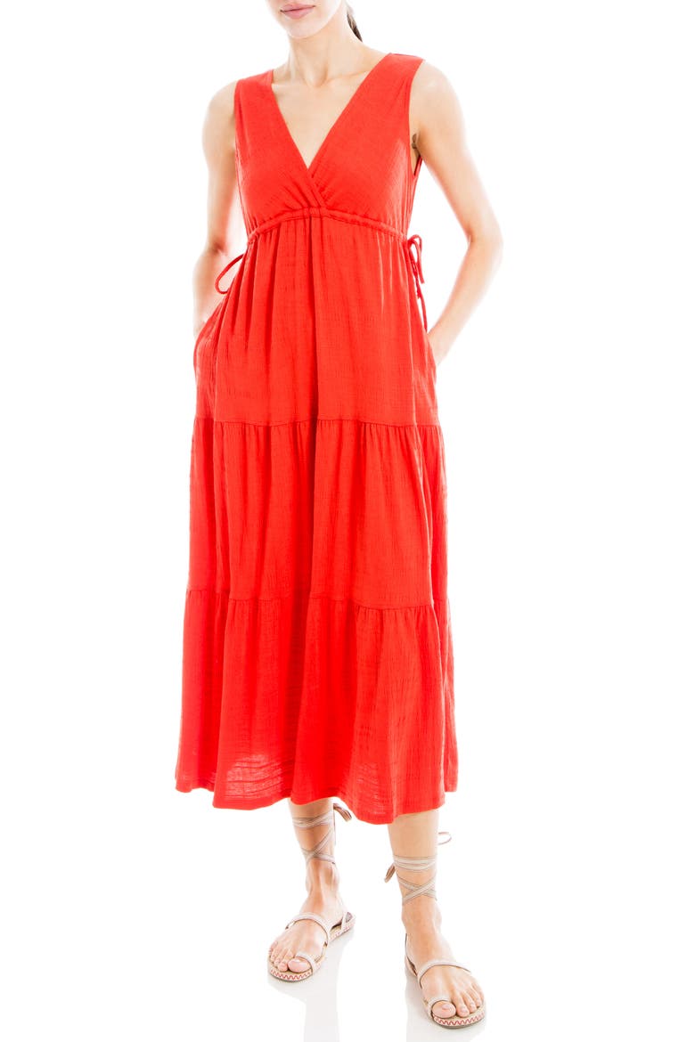 V-Neck Sleeveless Tiered Maxi Dress, Alternate, color, LAVA-LAVA