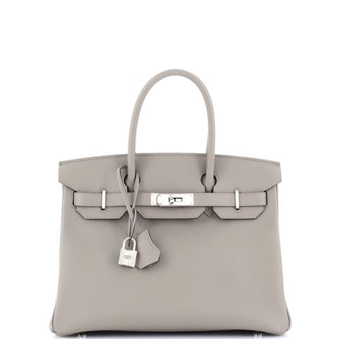 Birkin Handbag Grey Epsom with Palladium Hardware 30