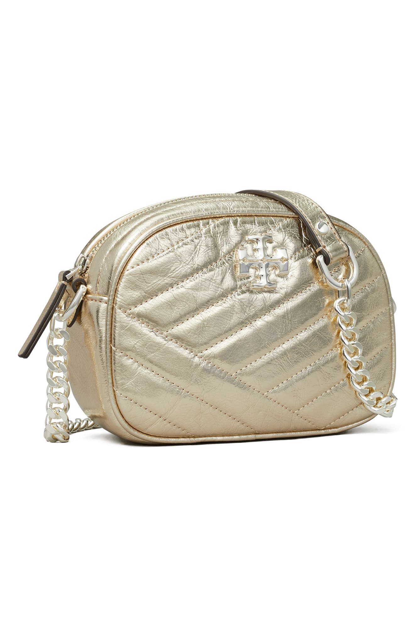 Kira Small Chevron Camera Bag, Alternate, color, GOLD