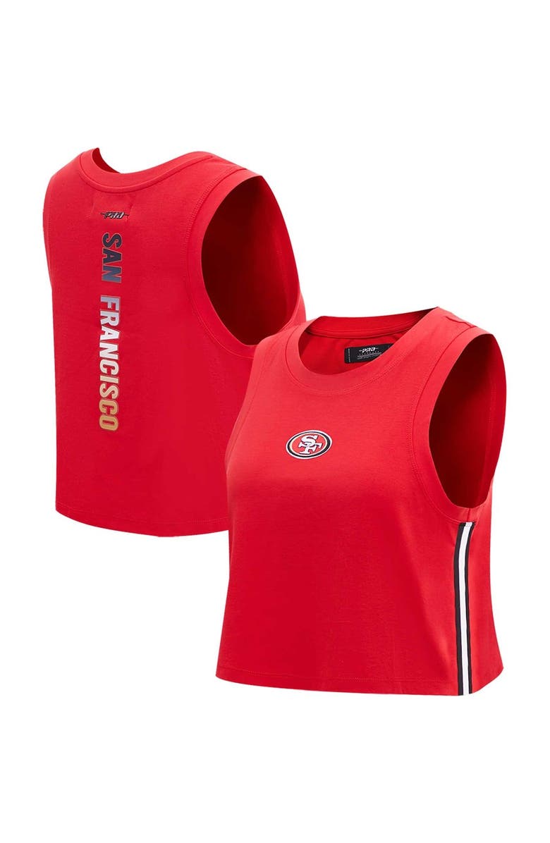 PRO STANDARD Women's Pro Standard  Scarlet San Francisco 49ers Ombre Wordmark Classic Cropped Tank Top, Alternate, color, 
