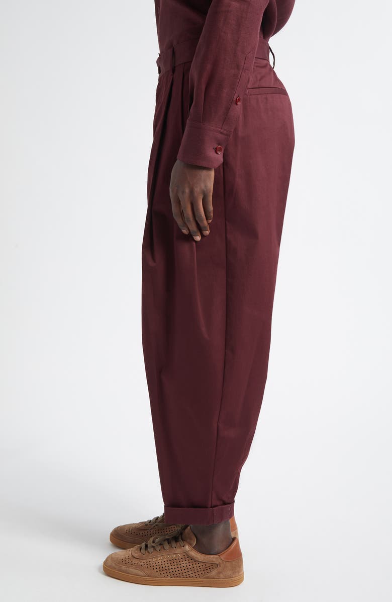 Dolce&Gabbana Double Pleat Crop Stretch Cotton Pants, Alternate, color, Dark Violet