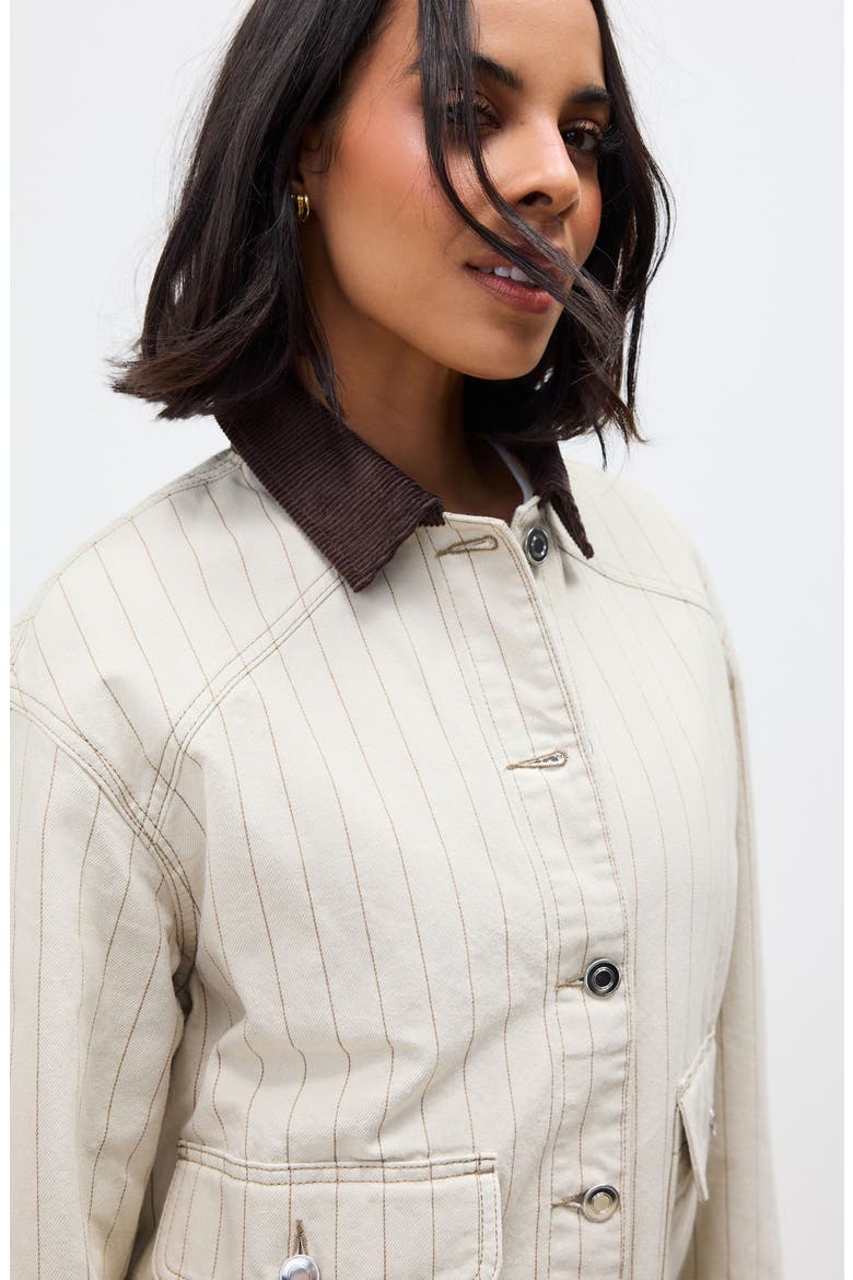 Corduroy Collar Stripe Twill Jacket, Alternate, color, NEUTRAL