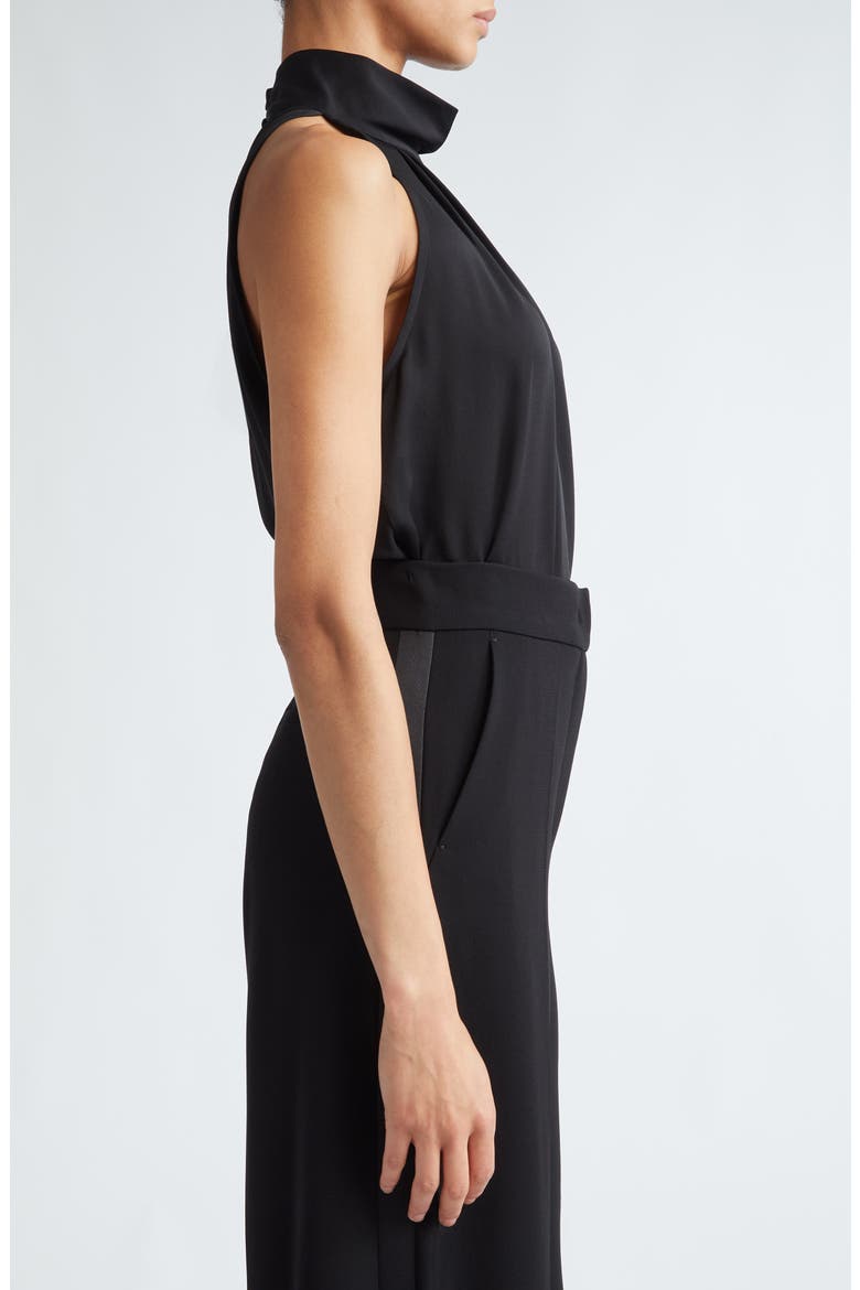 Memore Pleated Sleeveless Halter Top, Alternate, color, BLACK